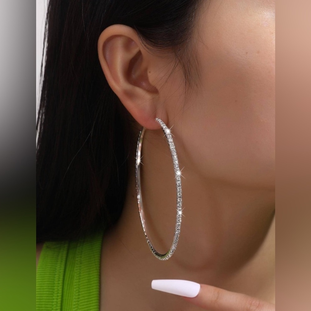 Large rhinestone hoop earrings